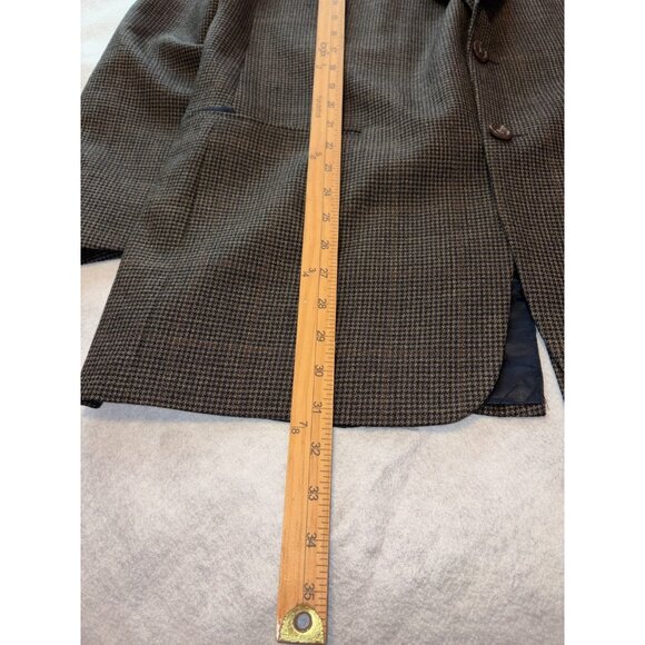 Burberry London Mens 43R Wool Blazer Made USA Brown Micro Houndstooth Coat - Picture 4 of 7